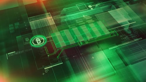 Animated Cyberspace With Abstract Infographic Of Bitcoin Price Growth