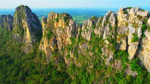 Rocky Mountain Ridge with Green Vegetation Aerial View
