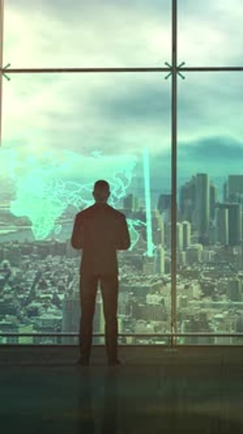 Futuristic Augmented Reality Map Data Corporate Display