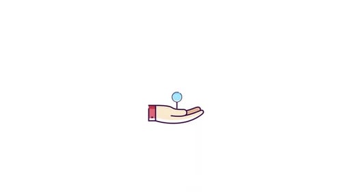 Flat Design Hand with Growing Plant Success Icon Animation