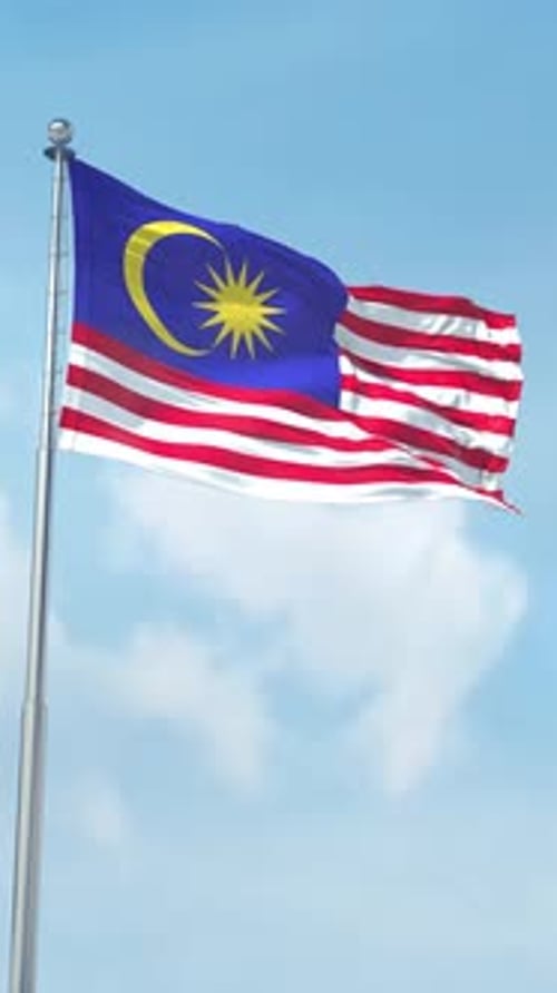 Seamlessly Looping Malaysian Flag Waving Animation