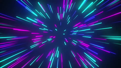 Vibrant Neon Speed Lines Tunnel Background Loop