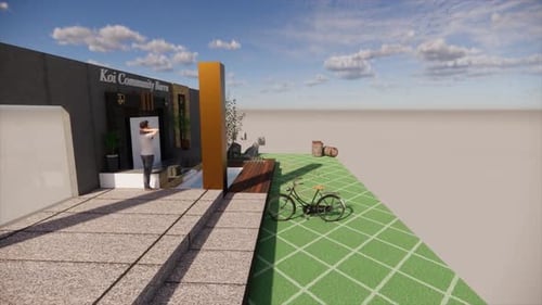 Modern 3D Architectural Visualization with Outdoor Space