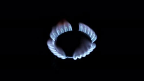 Flames of Gas on a Black Background