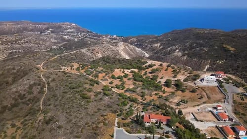 Mountains and sea. View from above on the panorama of the Mediterranean.