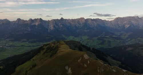 Drone Approaching Distant Mountain Range