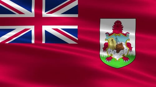 Bermuda Flag Waving Animation with Realistic Fabric Texture
