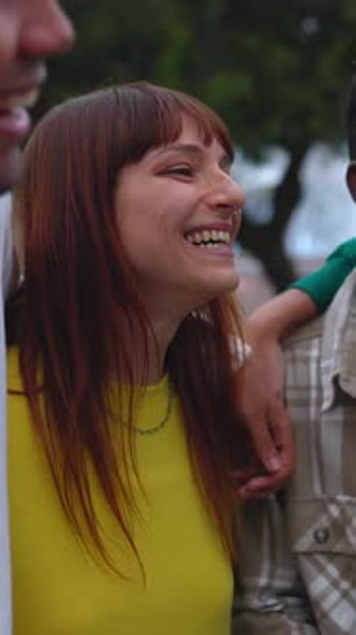 Happy Friends Laughing Together Outdoors