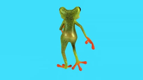 Fun 3D cartoon frog running (with alpha channel)