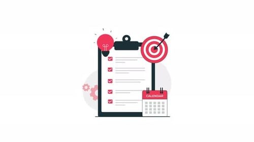 Animated Flat Design for Business Planning and Goal Achievement