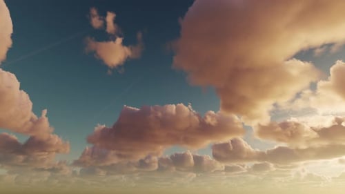 Beautiful sunset and fluffy clouds in the sky.