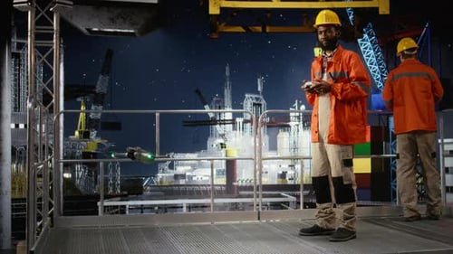 African American Engineer Uses Drone to Conduct Modern Inspection of Oil Rig
