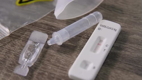Positive Covid-19 Test with Sample Tube and Swab