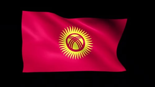 Realistic Waving Flag of Kyrgyzstan Animated Loop