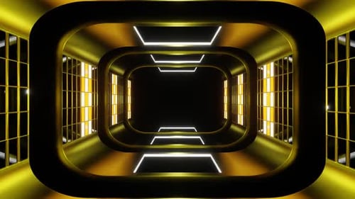 Gold And White Futuristic Fantasy Tunnel Background Vj Loop In HD