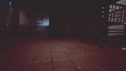 Creepy Shopping Cart in Dark Industrial Setting