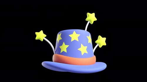 Animated Cartoon Party Hat with Bobbing Stars