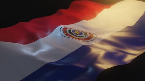 Realistic Waving Flag of Paraguay National Symbol Animation