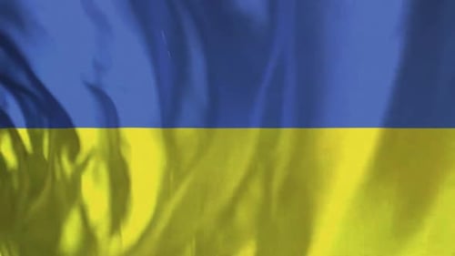 Realistic Waving Ukrainian Flag Seamless Animation
