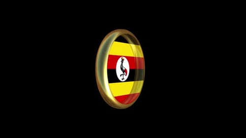 Uganda Flag 3D Rotating Glossy Button Animation