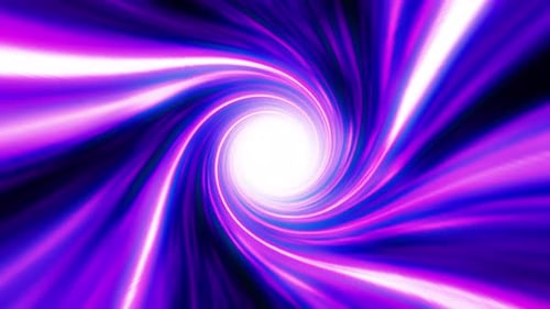 Neon colored purple hypertunnel spinning speed space tunnel made of twisted swirling energy