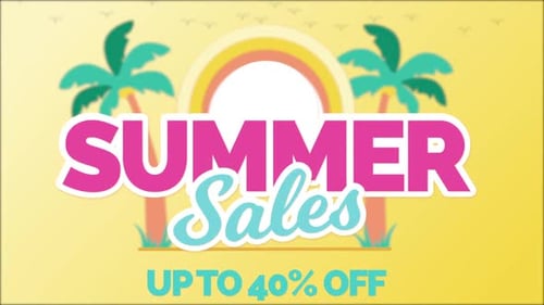 Flat Design Summer Sales Title Animation