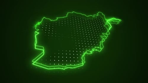 Neon Green Digital Map Outline Reveal