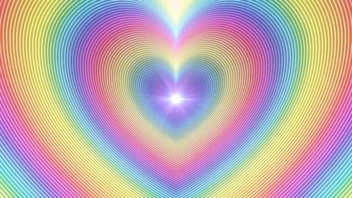 Rainbow Heart Gradient Wave Love Pulses Emanate from Center Tunnel
