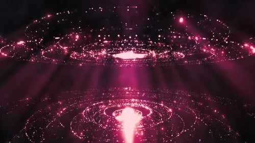 Abstract Particle Rings and Glowing Light Rays Background