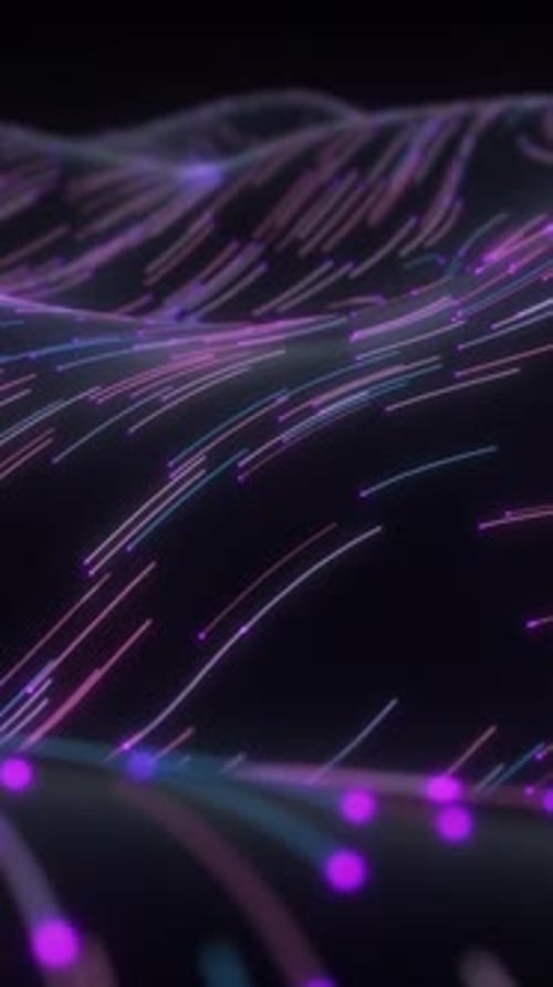 Vertical Abstract Neon Lines Flowing on Wavy Surface