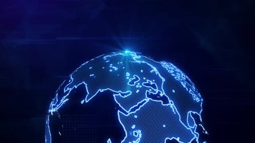 Blue Abstract Moving Earth Planet Network Background Loop V5