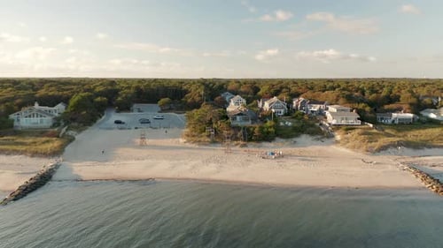 4K Aerial Drone Footage Golden Hour Cape Cod Beach