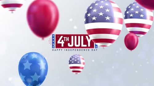 Fourth of July Independence Day Celebration with Animated Balloons