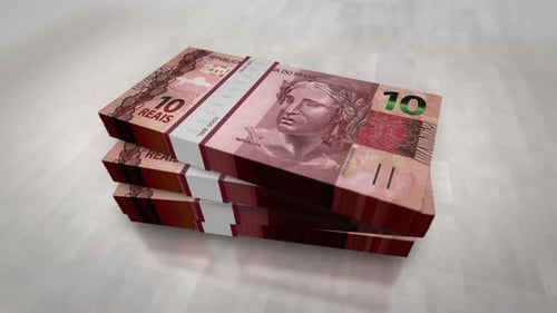 Brazil Real money banknote pile packs