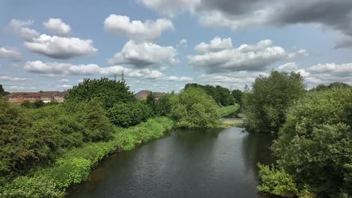 Timelapse of Scenic River and Clouds on a Summer Day