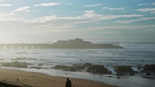 View of Sidi Abderrahman island on a wavy day Casablanca Morocco