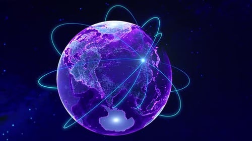 Futuristic Digital Earth Global Network Connection Animation