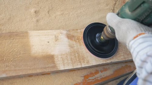 Close Up of Woodworking Tool in Hand of Professional Worker