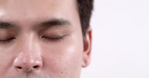 Man Opening Eyes Close Up Portrait