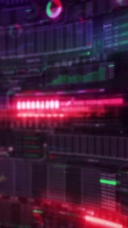 Animated Futuristic Financial Data Dashboard with Dynamic Graphs and Charts