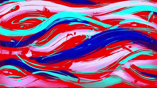 Cartoon-Pop-Art-Wellen, handgezeichnete abstrakte, bunte, fließende Striche, Linien, Farbhintergrund