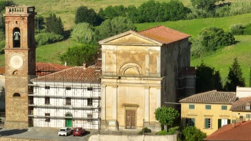Lorenzana italy featuring historic buildings and countryside scenery, aerial view