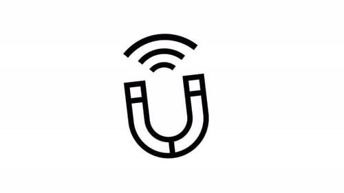 Animated Magnet Icon with Radiating Waves