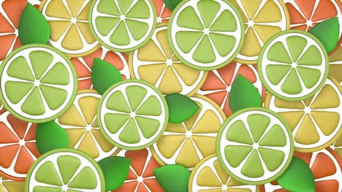 Citrus slices background on a seamless loop