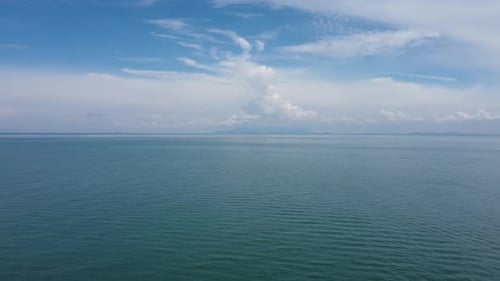 Aerial view move at sea during sunny day