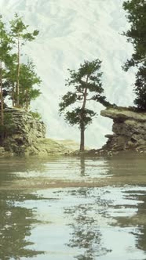 A Body of Water Surrounded By Trees and Rocks