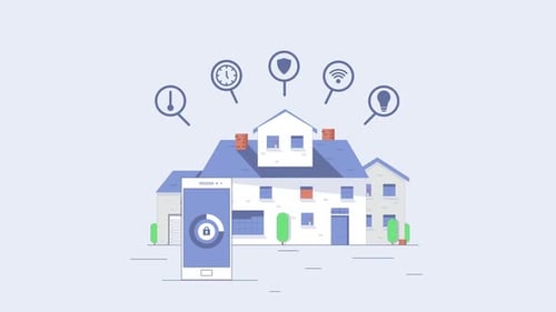 Flat Design Smart Home Security Mobile App Animation