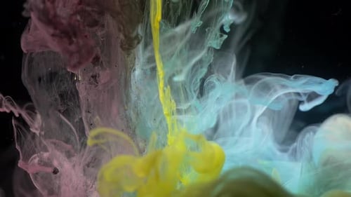 Abstract Ink Colors Swirling in a Mesmerizing Dance