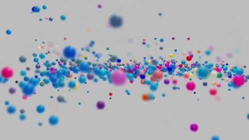 Dynamische Animation von Kugeln verschiedener Farben, die sich zufällig im Raum bewegen