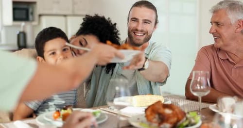 Family Together Enjoying Birthday Celebration Meal
